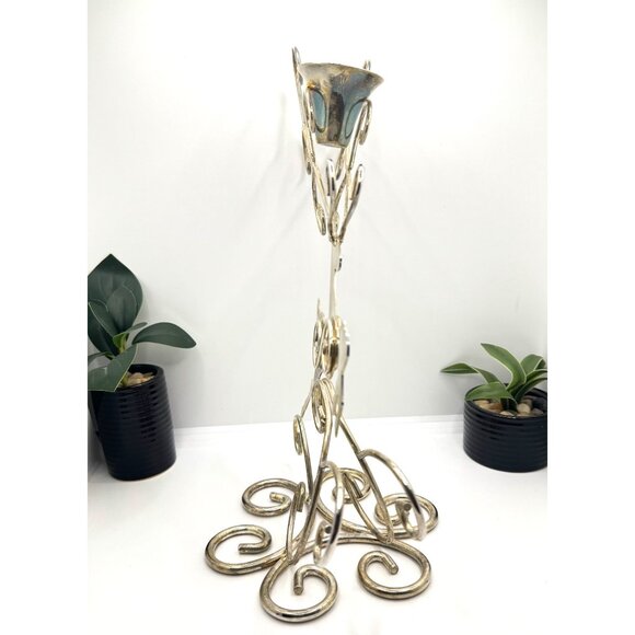Vintage Metal Reindeer Candle Holder With Scroll Design - Picture 9 of 9